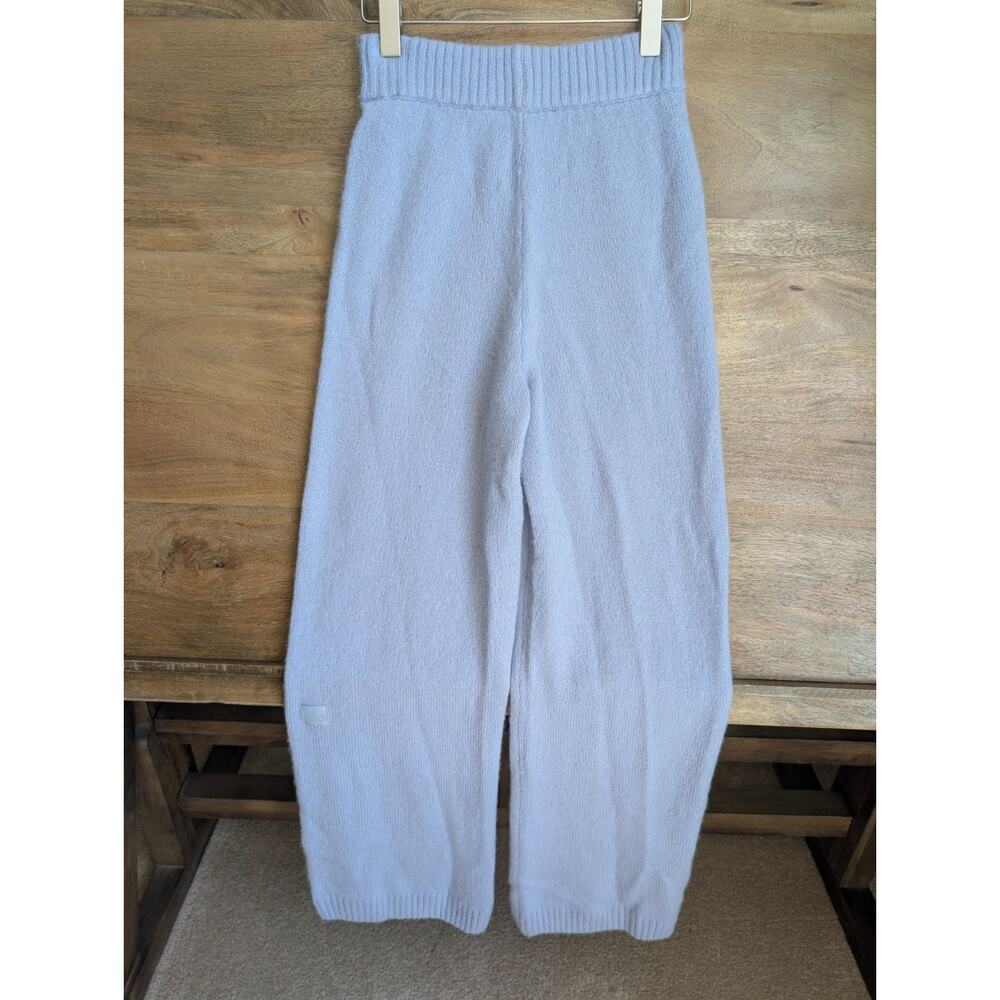 NWT Alo Yoga Pants Women XXS Blue Wool Cashmere Knit High-Waist Wide Leg W54278R - Picture 2 of 5